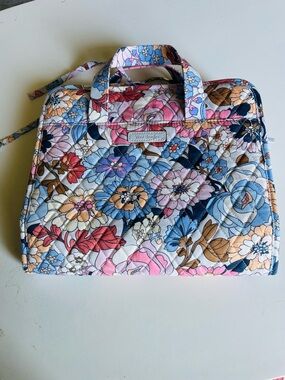 Vera Bradley Quilted Floral Travel Makeup Case in Pink, Blue, Tan